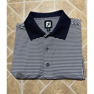 FootJoy Polo Shirt Mens XL Blue White Striped Golf Performance Short Sleeve